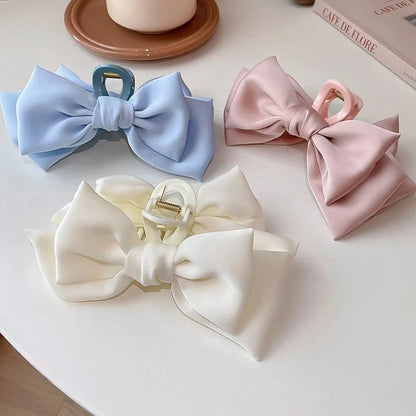 Fashion Women Bow Hairpin - Korean Version of Solid Color Butterfly Satin Hair Clips, Girls Hair Accessories Headwear