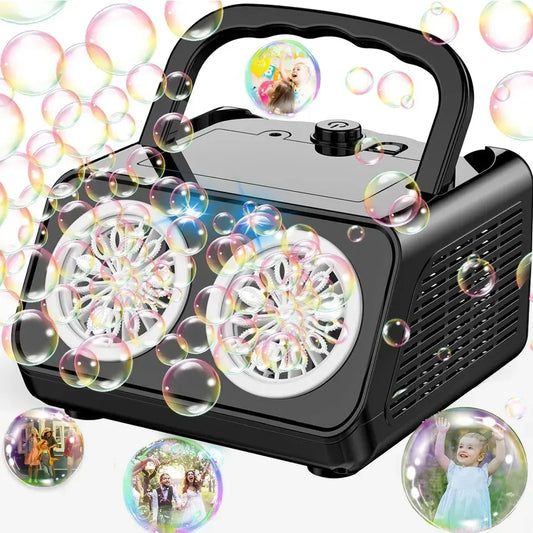 Upgrade Automatic Bubble Machine: 2-Fan Bubble Blower, 50000+ Bubbles Per Minute - Portable Bubble Maker for Kids