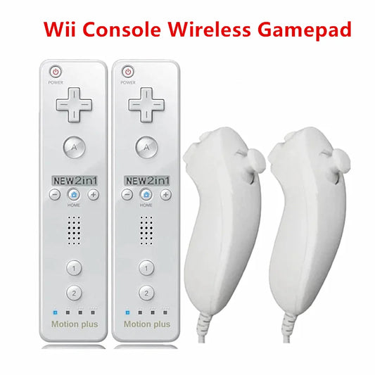 Wii Remote Controller Gamepad with Nunchuck Controller Set - Motion Plus Remote Controller for Nintendo Wii Games Control