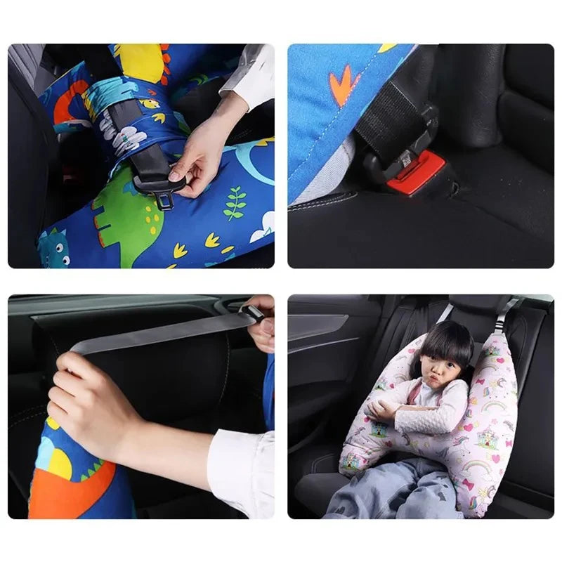 Car Travel Head Pillow Support - H-Shape Safety Neck Pillow Cushion for Kids and Adults Sleeping in Auto Seats