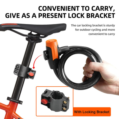 Universal Mountain Bike Cable Lock with Key - Secure Anti-Theft Solution with Bracket, Portable Steel Scooter & Bicycle Accessories