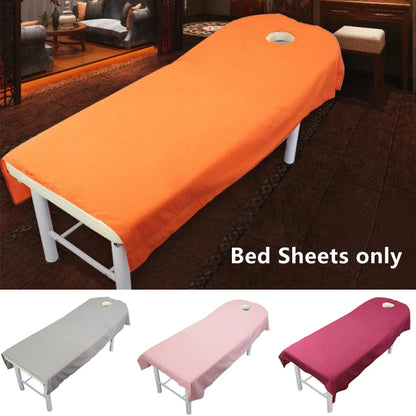 80cm x 190cm Beauty Bedsheet - Polyester Cosmetic Salon and Spa Massage Treatment Sheet with Hole, Home Textile