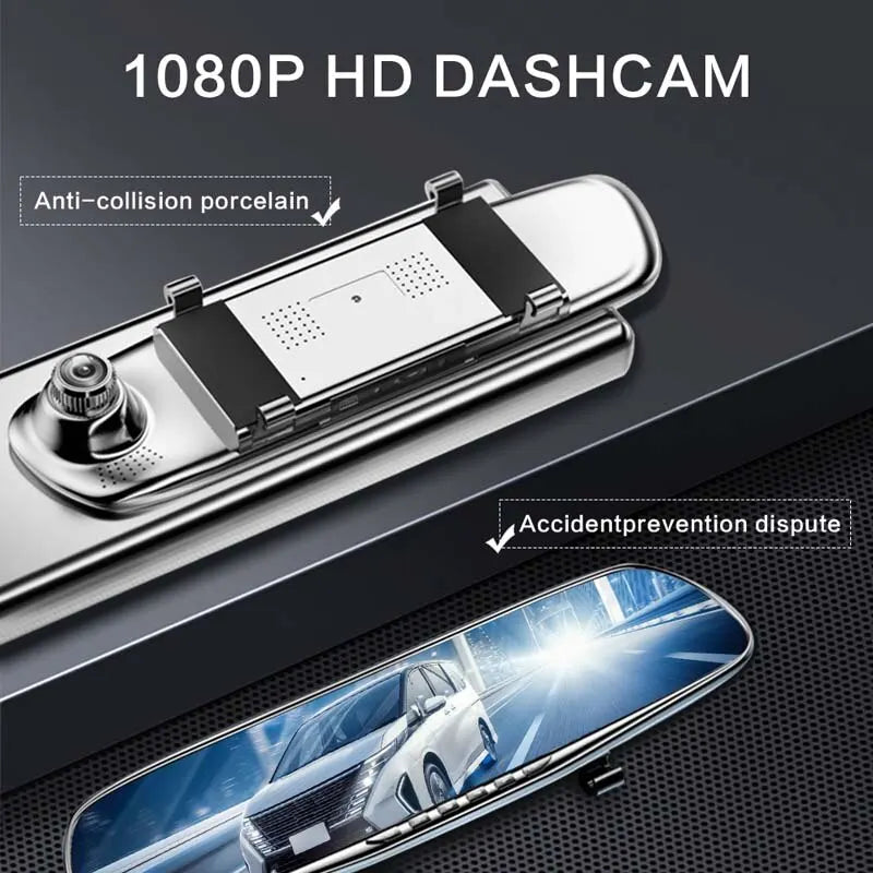 4.2-inch Large Rear View Mirror Tachograph - Dual Lens HD 1080P Automotive Video Recorder