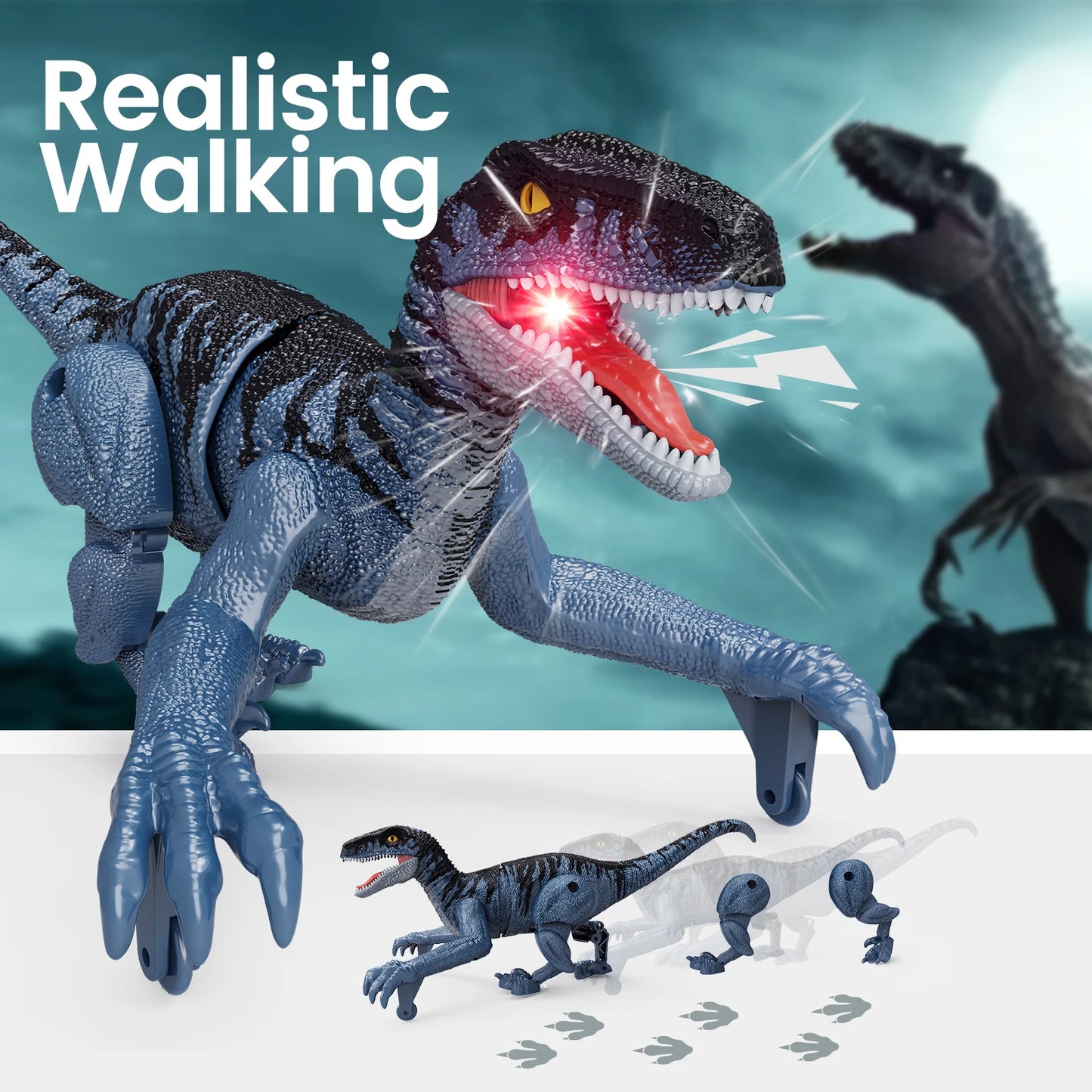 Sinovan Remote Control Dinosaur Toy - 2.4GHz Robot Walking Velociraptor, Simulation Dinosaur for Boys 3-5, Perfect Gift