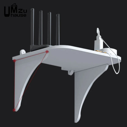 Router Floating Shelf Hanging Rack | Multi-Tap Outlet TV Set Top Box Board | Hidden Bracket Storage Organizer Wall Mount Holder