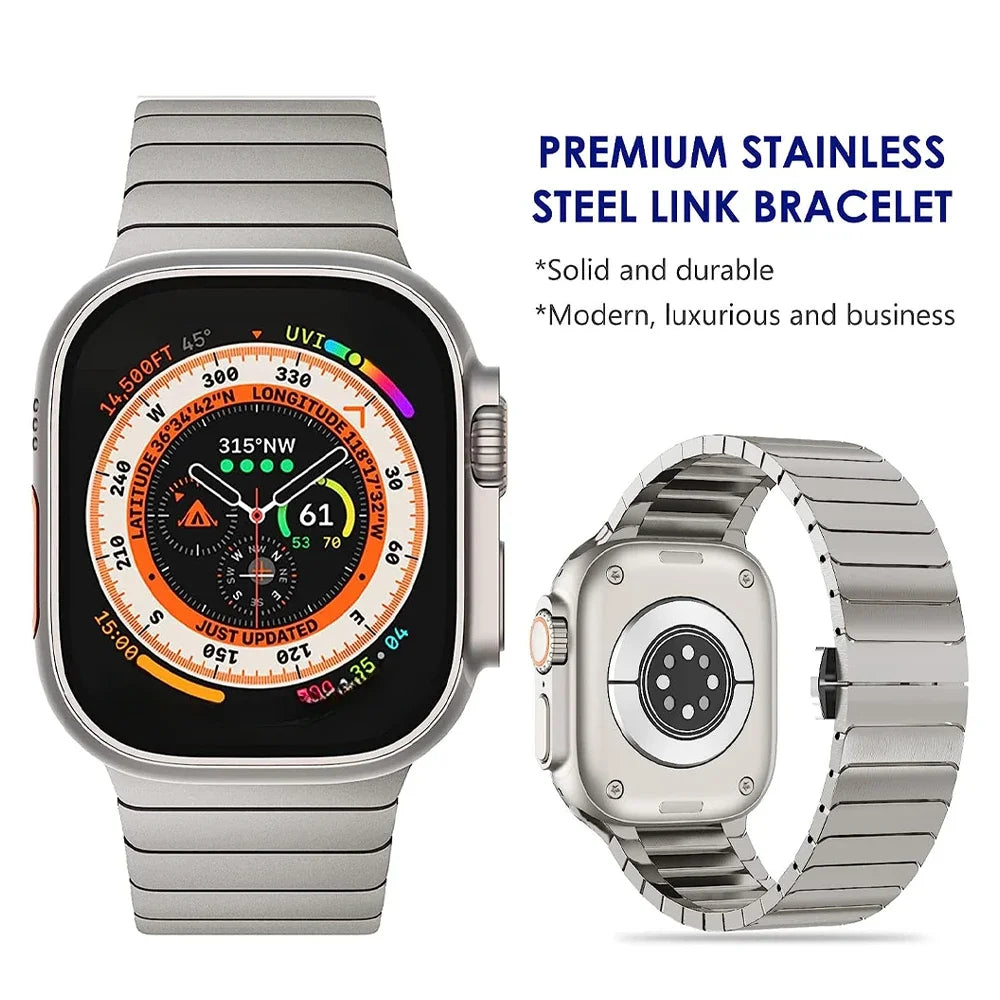 Titanium Color Band for Apple Watch Ultra 2 & iWatch Series 9 8 7 5 4 | 49mm, 45mm, 44mm, 42mm, 41mm, 40mm, 38mm | Stainless Steel Bracelet