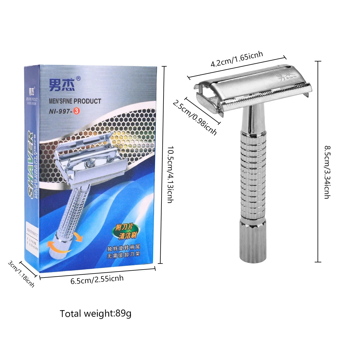 Double Edge Safety Razor – Unisex Razor with Delicate Box Holder – Professional Barber Styling Accessories