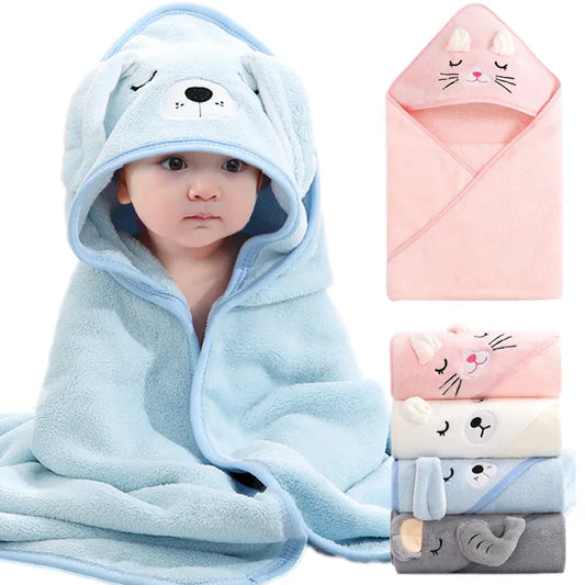 Cartoon Animal Baby Bath Towels: Soft Newborn Hooded Towel Blanket for Toddler Bathrobe - Warm Sleeping Swaddle Wrap for Boys and Girls