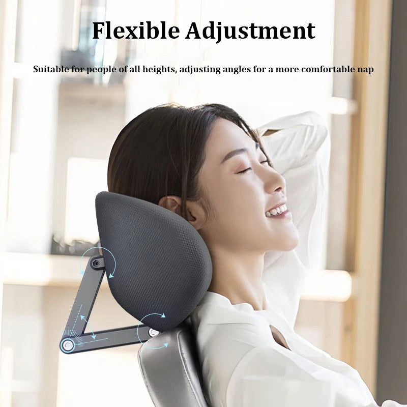 New Adjustable Headrest Office Chair | Ergonomically Designed with Retractable Bracket | Pillow Waist Protection Cushion for Comfortable Rest