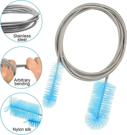 Flexible Aquarium Cleaning Brush: Stainless Steel Double-Ended Pipe Brush - 90/155/200CM for Hose, Air Tube - Fish Tank Accessories