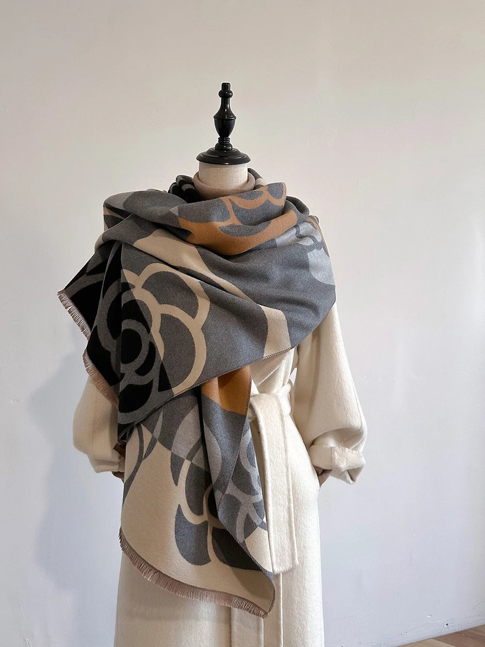 Luxury Cashmere Scarf for Women 2024 - Thick Warm Winter Blanket Shawl Wrap, High-Quality Pashmina Poncho Echarpe Bufanda