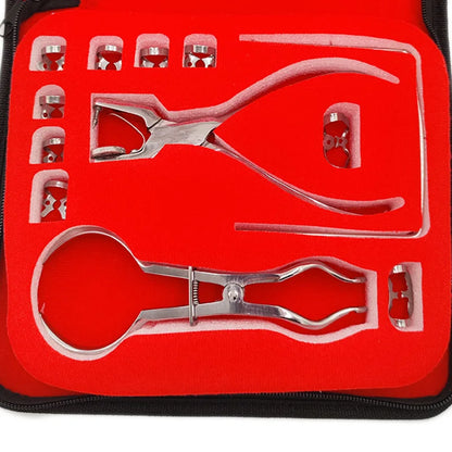 Dentistry Dam Hole Puncher Set - Pliers with Leather Bag for Dentist, Orthodontic Rubber Dam Clip Perforator Dental Tools