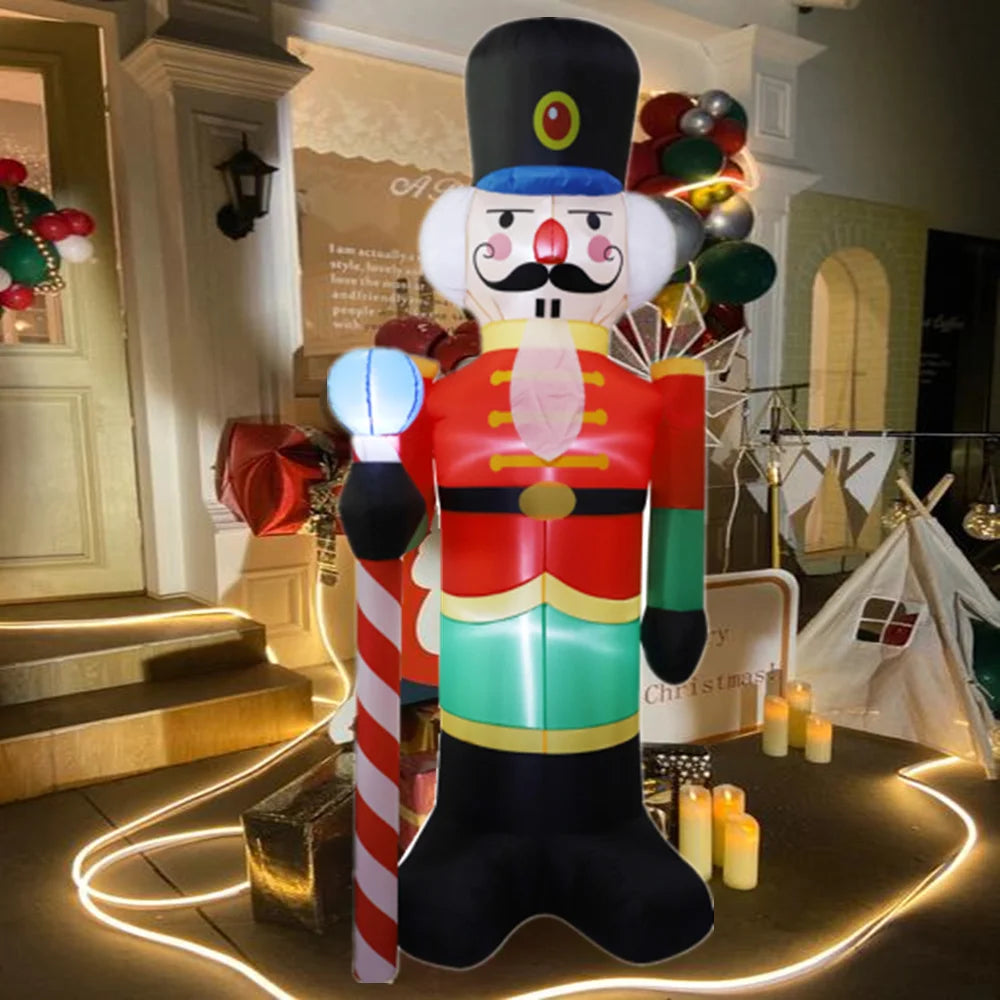 2.4M Inflatable Nutcracker Soldier with LED Light - Outdoor Christmas Decoration for Home, Yard, Garden, Indoor Xmas Decor