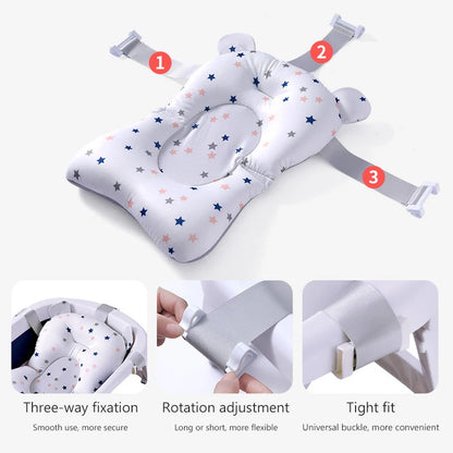 Keep Your Baby Safe & Comfortable: Foldable Baby Bath Seat Support Mat - Newborn Tub Pad with Anti-Slip Design & Soft Body Cushion for a Relaxing Bath Time