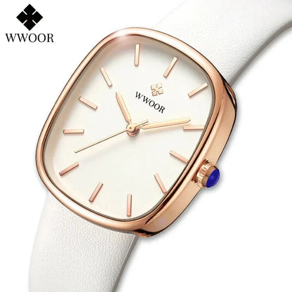 WWOOR 2024 Women’s Watch – Fashion Leather Quartz Bracelet, Top Brand Luxury, Waterproof Ladies Wristwatch, Montre Femme