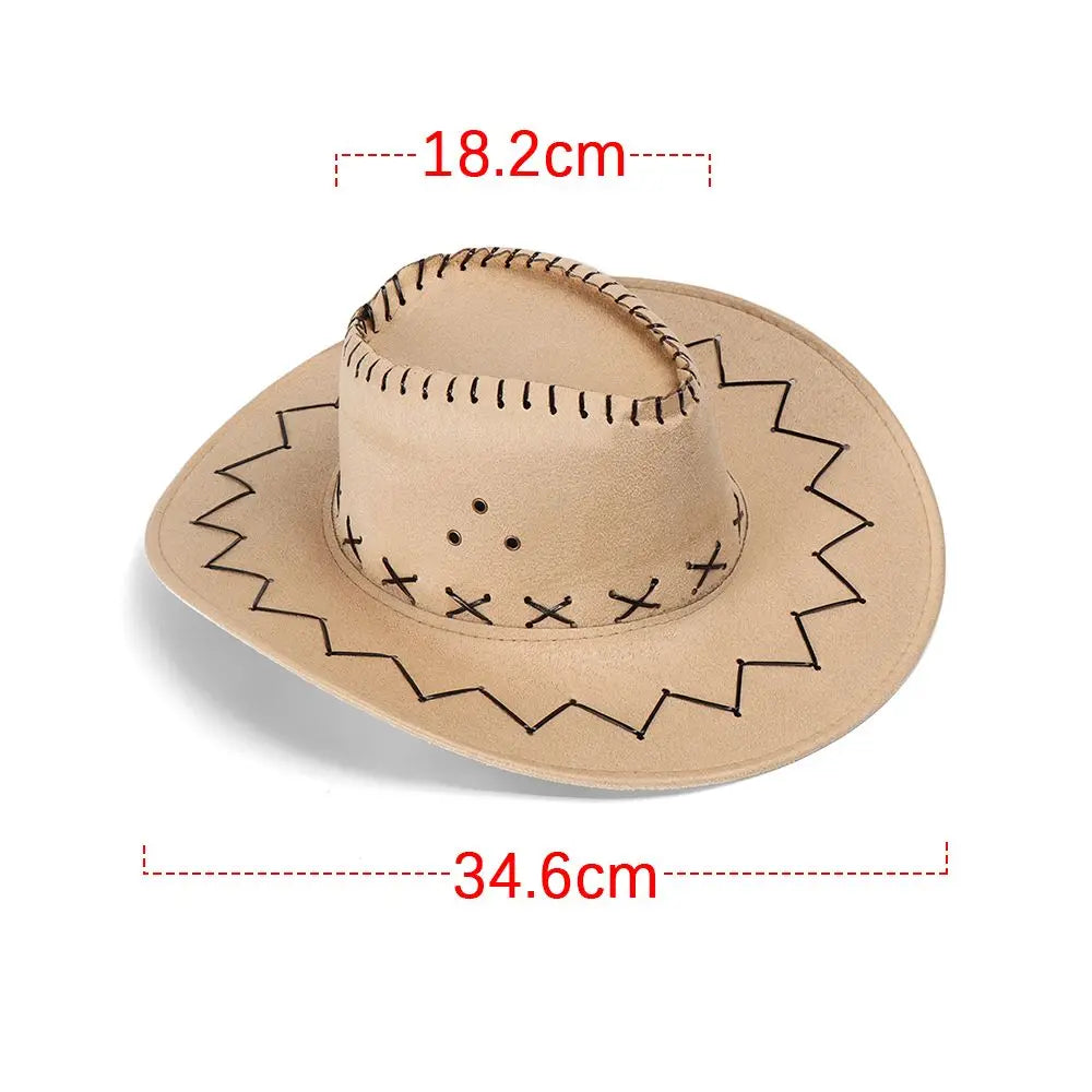 Unisex Suede Cowboy Hat - Fashionable Western Cap for Men and Women, Practical Wild West Fancy Dress Headwear