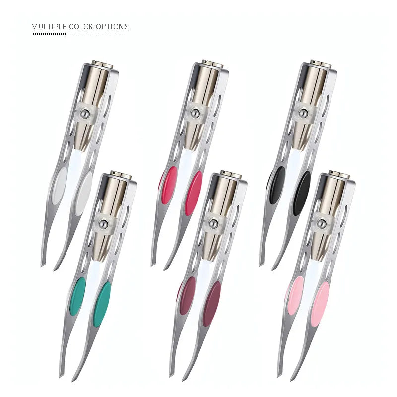 Brighten Your Beauty Routine with LED Eyebrow Tweezer - Stainless Steel Trimming Clip for Precise Eye Hair Removal and False Eyelash Pruning