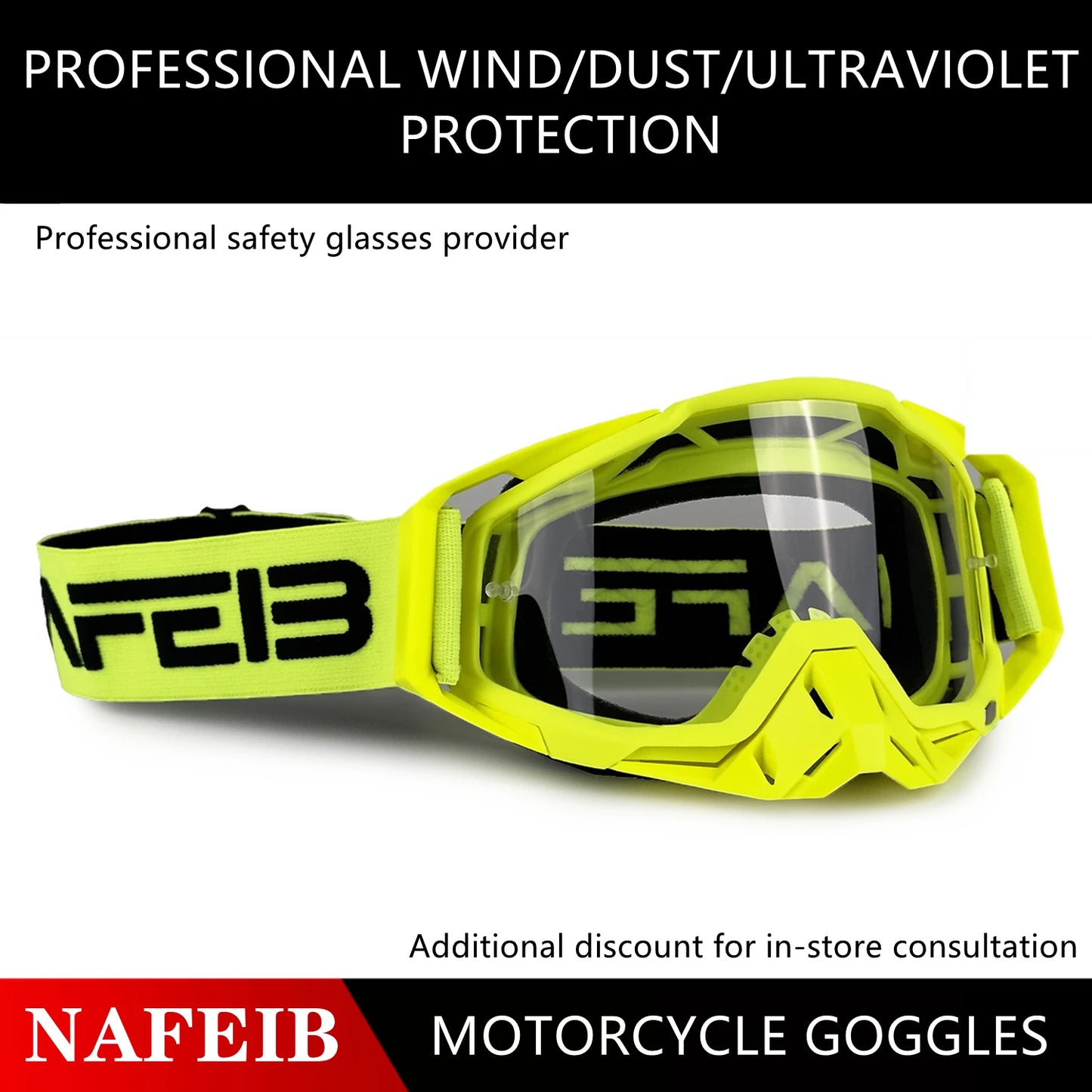 NAFEIB Motocross Glasses – Motorcycle Sunglasses for Men – Windproof Protection for MTB, ATV, Skiing, Cycling, and Off-Road Racing