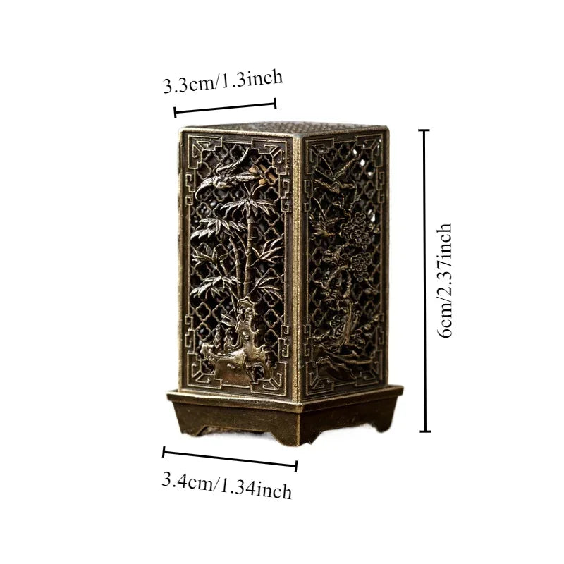 Square Vertical Incense Burner - Small Xiangyun Alloy Holder for Indoor Aromatherapy, Chinese Plum Home Ornament