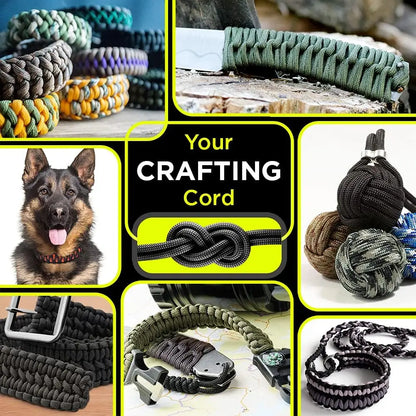 9 Core 650lb Paracord - Military Tactical Survival Parachute Rope, 4mm Diameter - Perfect for DIY Lanyards, Bracelets, Dog Collars and Tents