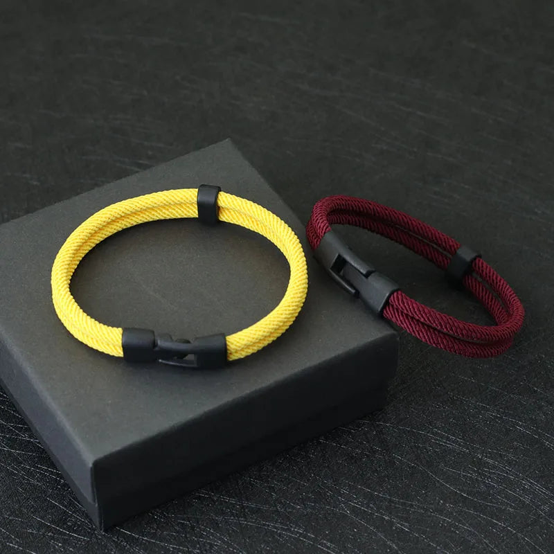 New Fashion Men’s Double Layer Thread Bracelet | Detachable & Stackable Leisure Accessories | Hombre Erkek Bileklik