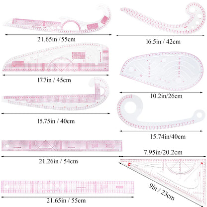 11Pcs Multifunctional French Curve Ruler: Soft Plastic Patchwork & Dressmaking Drawing Template - Craft Sewing Tools