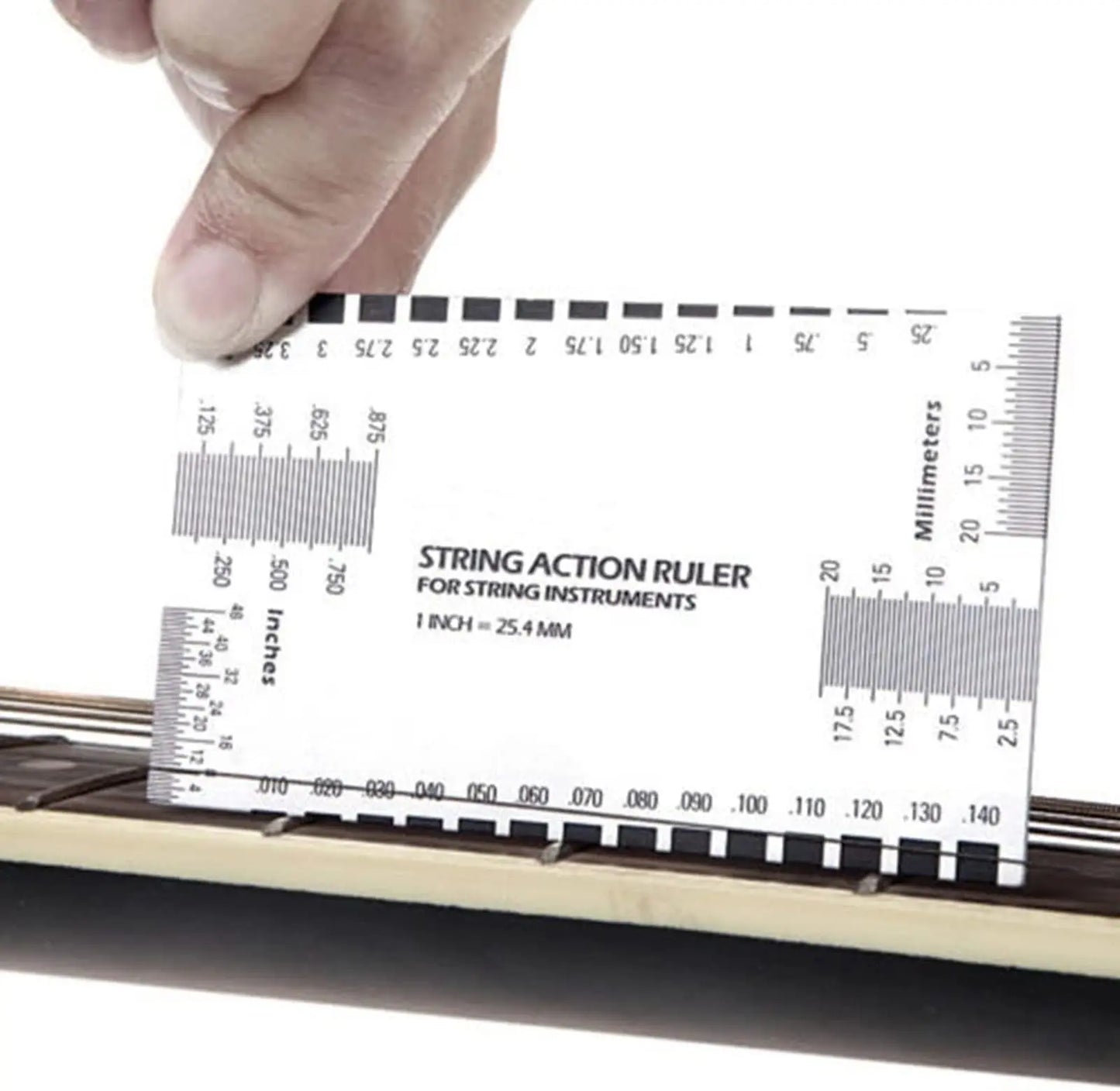 Guitar String Action Ruler Gauge - Repairing Tool for Luthier, Fit for Guitar, Ukulele, Bass, Banjo, Mandolin