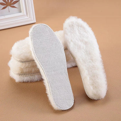 Genuine Sheepskin Fleece Insoles - Thick Cashmere Thermal Wool Inner Soles for Men and Women, Perfect for Shoes and Snow Boots