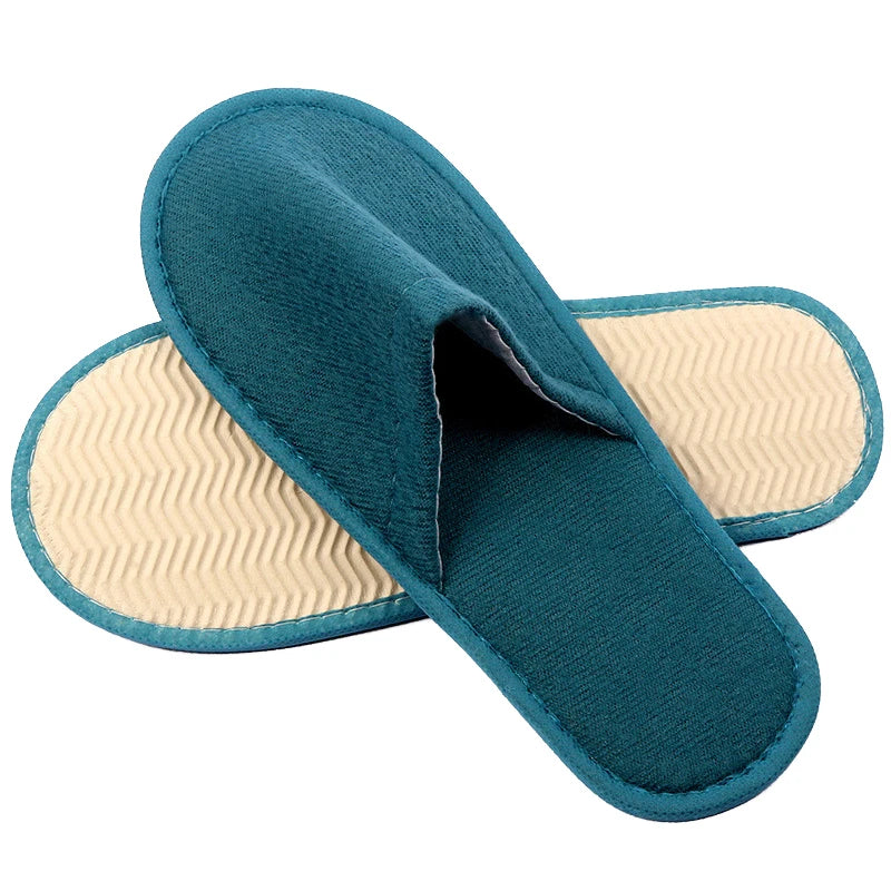 5 Pairs Disposable Slippers - Unisex, Closed Toe, Anti-Slip for Hotel, Travel and Home Use