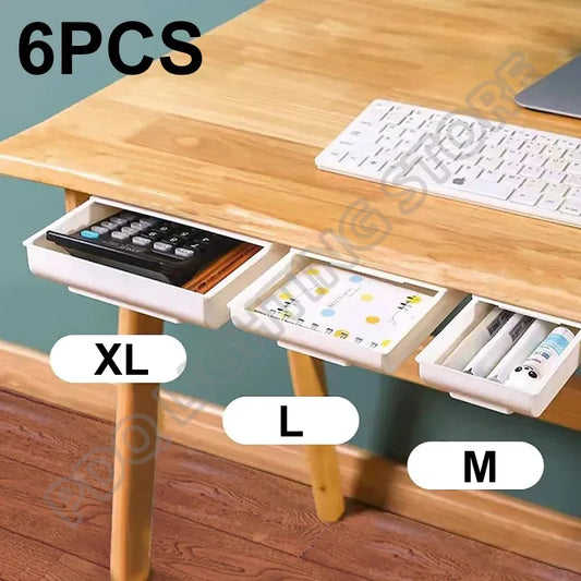 Under Desk Self-Stick Pencil Tray - Hidden Drawer Storage Box for Pens and Stationery, Ideal for Office and Home Organization