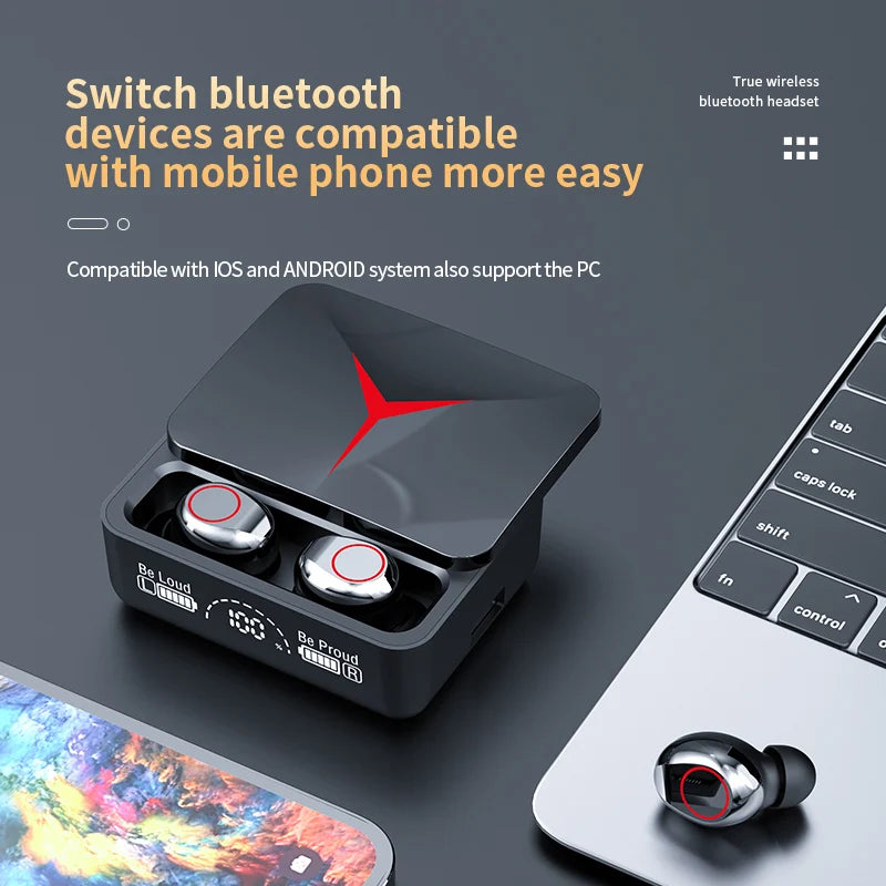 Original TWS M90 Wireless Headphones: Bluetooth 5.3 Gaming Earphone Sport Earbuds with Mic - Wireless Headset for iPhone, Xiaomi