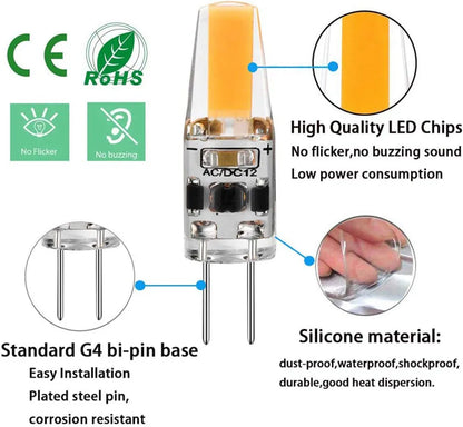 10pcs Mini G4 LED Bulb COB Light - AC/DC 12V/220V Warm/Cold White, 360° Beam Angle, Chandelier Spotlight, Replace 20/40W Halogen Lamp