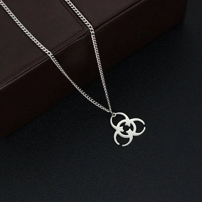 New Stainless Steel Biochemical Logo Pendant Necklace - Trendy INS Street Punk Hip-Hop Jewelry for Men and Women