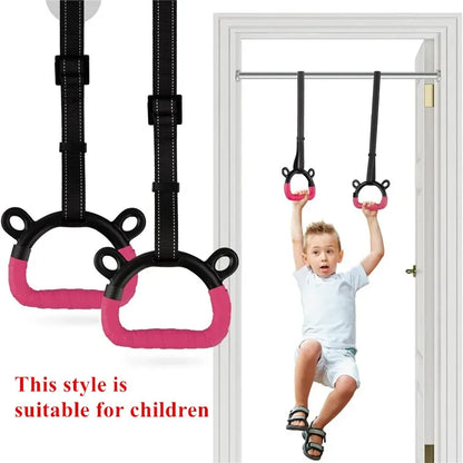 Adjustable Gymnastic Rings with Straps - Pull-Up Handle Rings for Home Workouts, Strength Training Fitness Equipment for Children and Adults