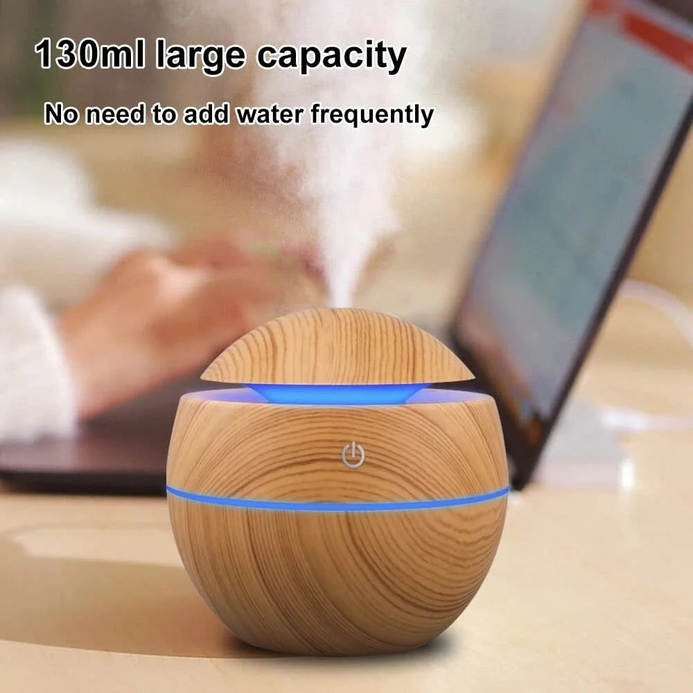 Ultrasonic Wood Aroma Diffuser Humidifier - Electric Air Humidifier with Essential Oil Aromatherapy for Bedroom Cool Mist Maker