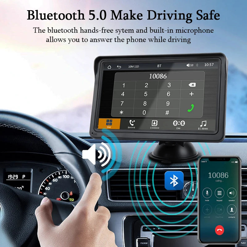 7-inch Portable Touch Screen Car Radio: Multimedia Video Player with CarPlay & Android Auto