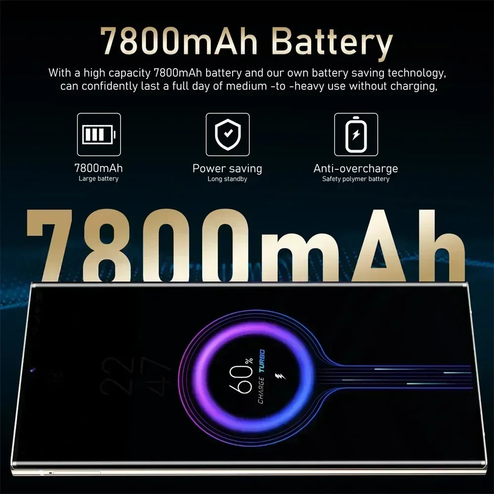 New S24 Ultra 7.3" HD Smartphone - Global Version, 4G/5G, Dual SIM, Android 14, 7800mAh Mobile Phone