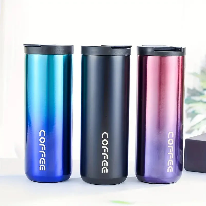 500ml/16.9oz Vacuum Flask Wide Mouth Travel Mug - Perfect for Hot & Iced Beverages, Home, Office, and Outdoor Use