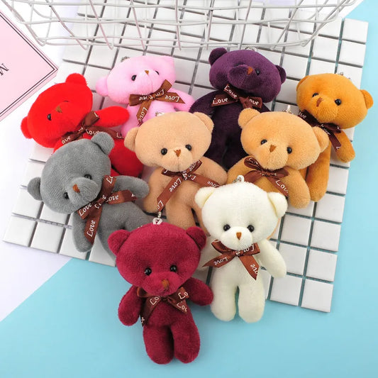 50pcs Mini Bear Plush Keychains - Stuffed Toy Lot, Doll Bag Pendants, Ideal for Wedding Decorations and Kids Birthday Party Gifts