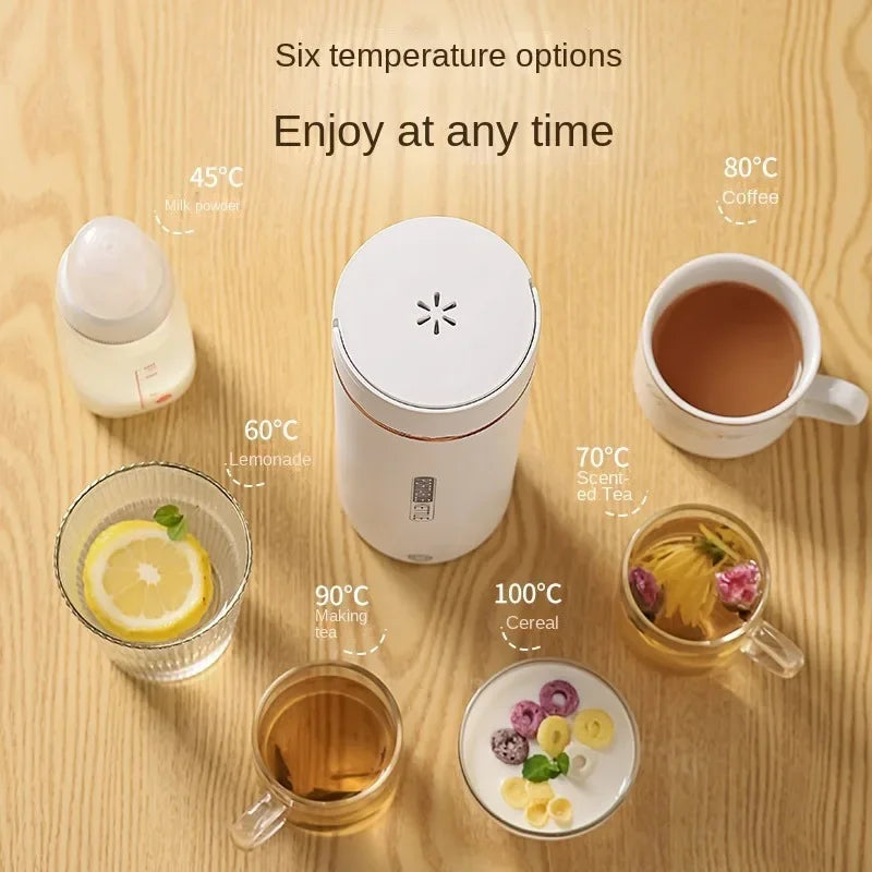 Portable Electric Tea and Coffee Kettle - 110-220V, Travel-Friendly with Smart Temperature Control, Boil and Stew Functions, Keep Warm Feature