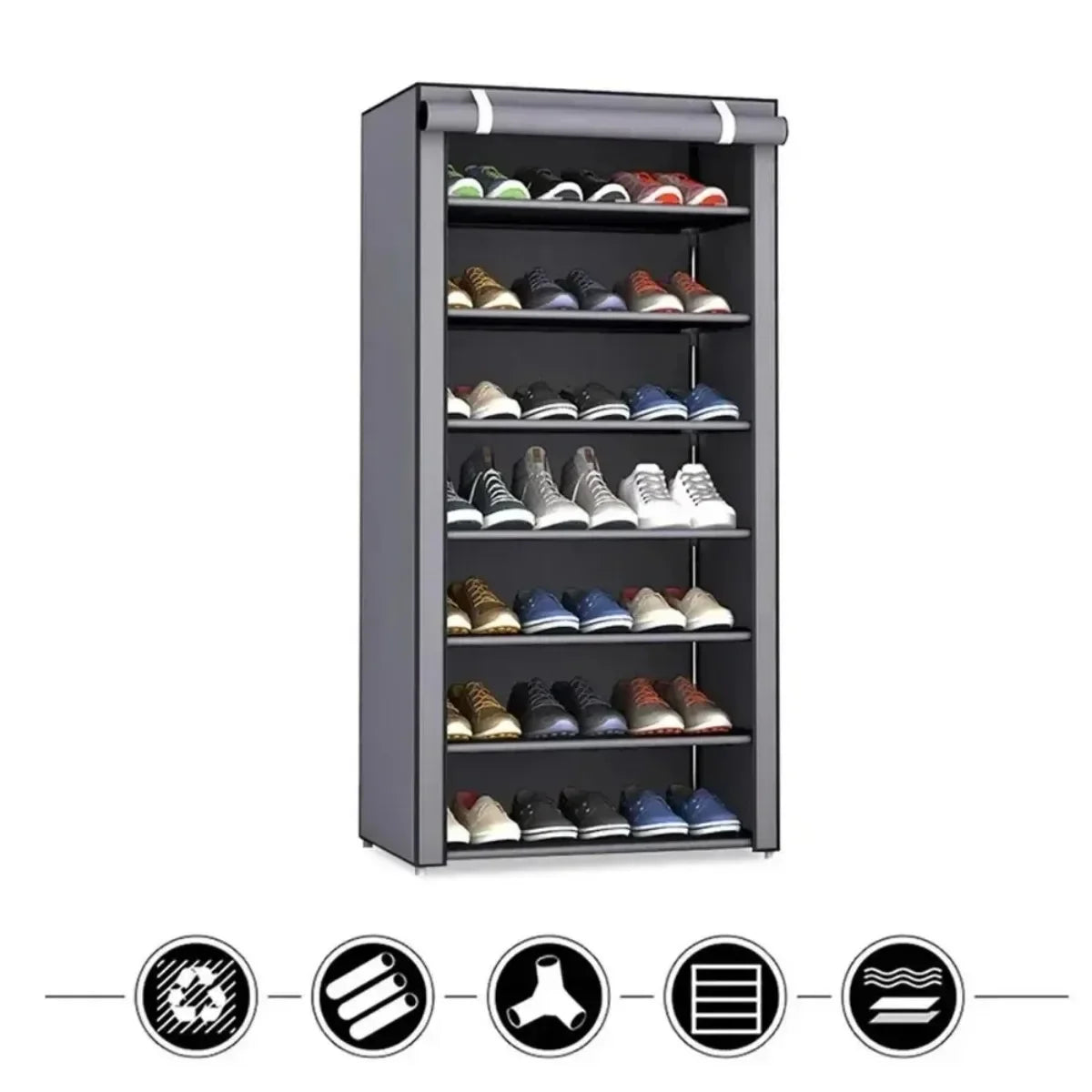 Dustproof Multilayer Shoe Storage Rack - Nonwoven Shoes Storage Cabinet - Space-Saving Shelf for Home and Hallway