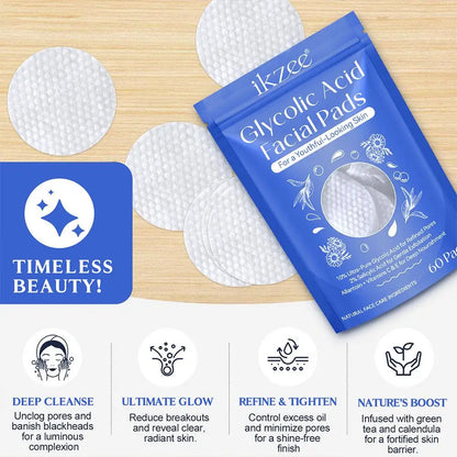 Glycolic Acid Facial Pads - Exfoliating, Brightening, and Moisturizing Fruit Acid Pads with Salicylic Acid for Deep Skin Cleaning