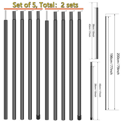 Telescopic Tent Pole - Adjustable Aluminium Alloy Rods for Backpacking Hiking Camping, Awning Shelter Canopy Accessory Kit