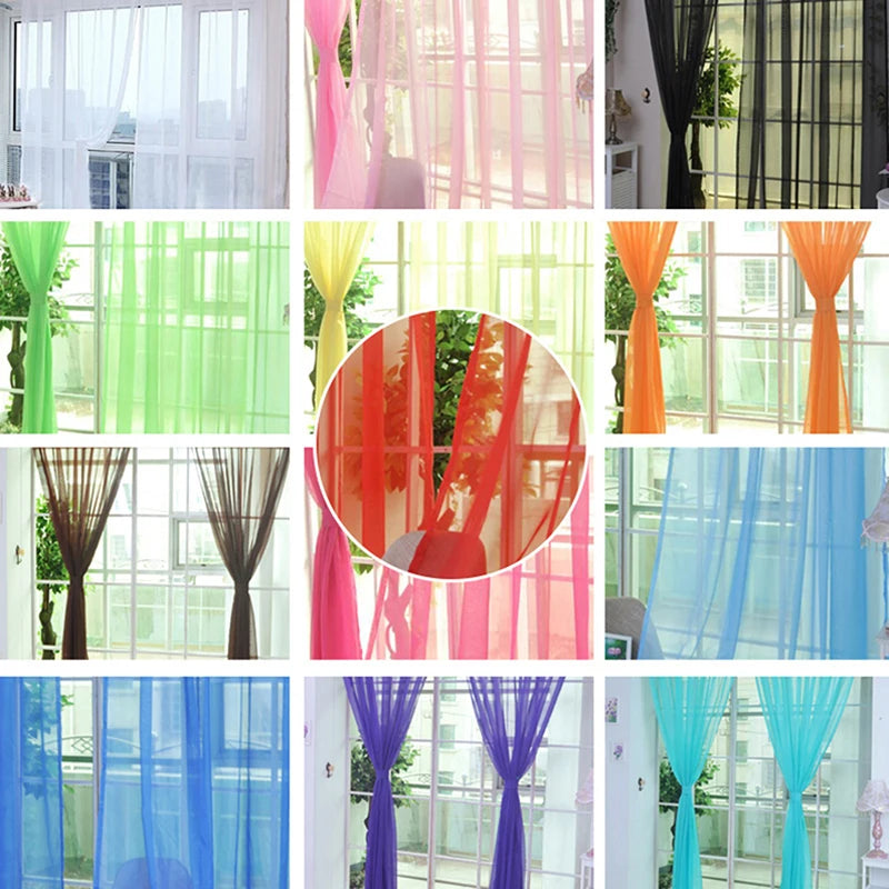 Transparent Window Gauze Curtains – Solid Color Wedding Glass Household Products in Light Luxury Style – Easy to Install