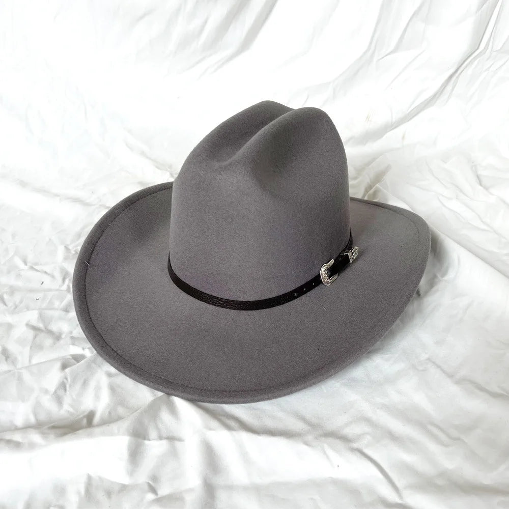 Vintage Western Cowboy Hat - Leather Wide Brim Gentleman and Lady Jazz Cowgirl Hat, Cloche Church Sombrero for Men and Women