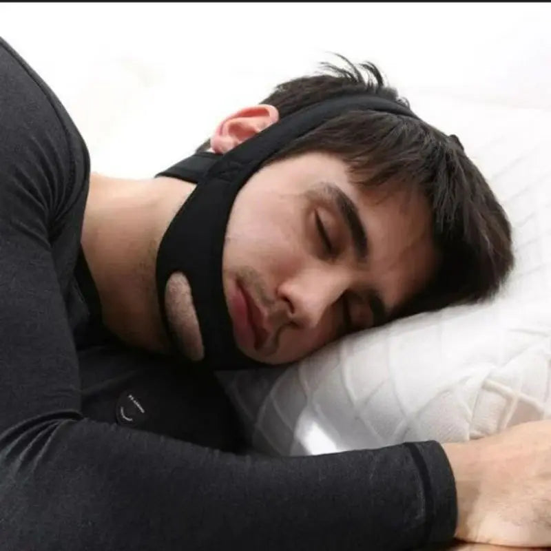 Men's Anti-Snoring Correction Strap - Black Diving Material, Open Mouth Breathing Aid for Improved Sleep