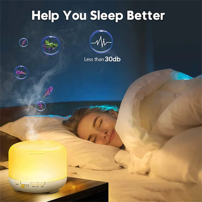 Aromatherapy Bliss: 500ML Essential Oil Diffuser with Colorful Night Lights - USB Mini-Size Humidifier, Air Humidifier