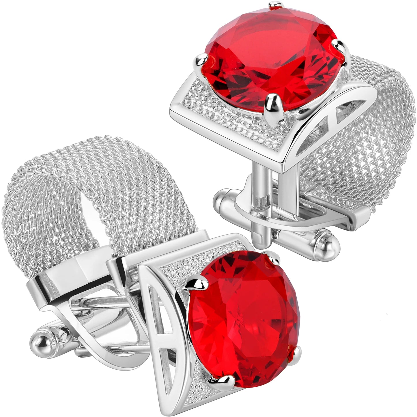 HAWSON Luxury Silver Crystal Cufflinks for Men - Elegant French Shirt Accessories for Wedding and Business