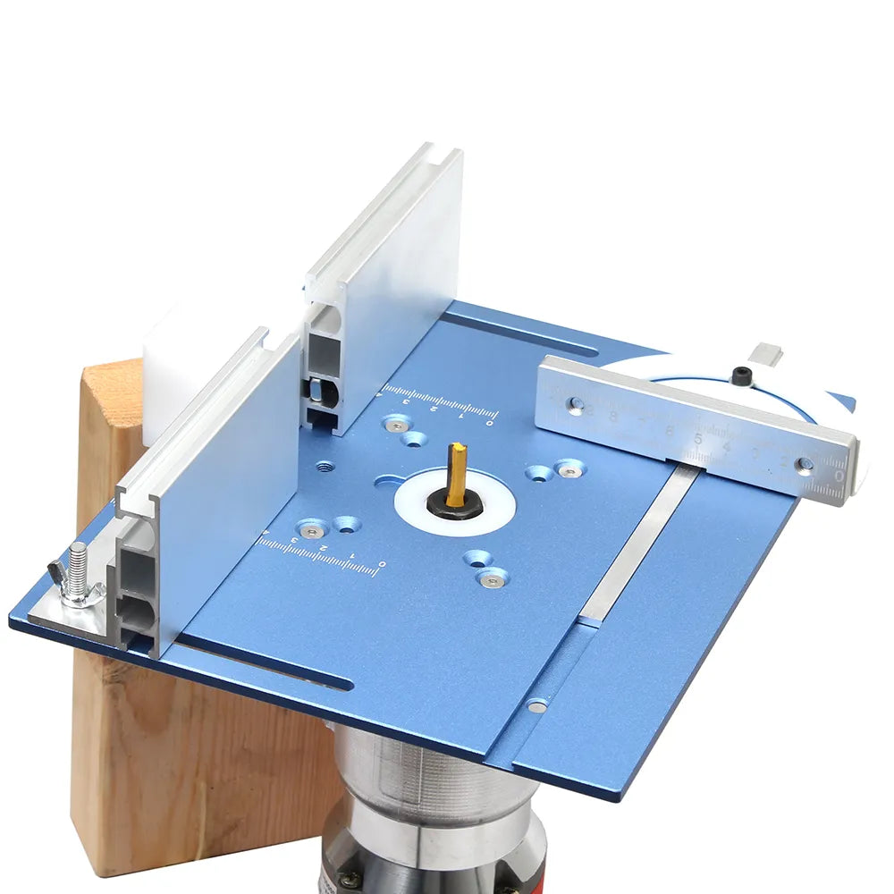 Premium Aluminium Router Table Insert Plate for Woodworking Trimmer Electric Wood Milling - Includes Flip Plate & Miter Gauge for DIY Bench