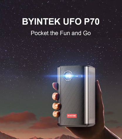 BYINTEK P70 3D 4K Mini Portable Projector - DLP, Auto Focus, Smart Android, WiFi, LED 1080P Home Theater Projector with Battery